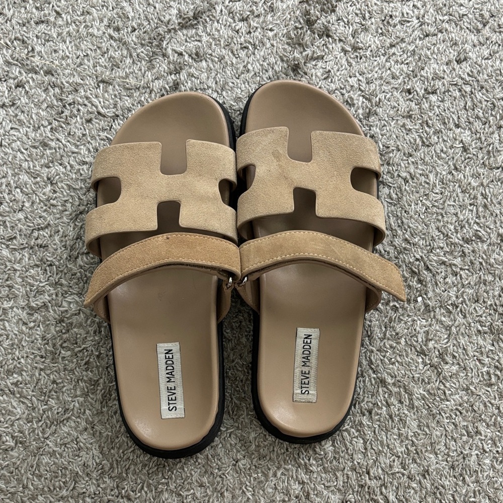 Steve Madden Tan Minimalist Slide Sandals